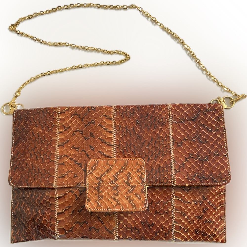 Snake Skin Clutch Shoulder Strap Bag Clutch Envelope Purse Vintage